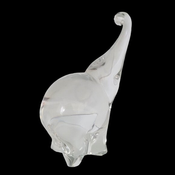 Maleras Sweden Crystal Elephant Paperweight Trunk Up Figurine Clear 4.5 - Picture 3 of 6